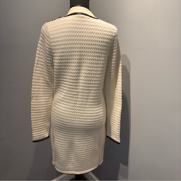 Boston Proper Women’s Bejeweled Long Line Wool Knit Sweater‎ cardigan Ivory SzM - Picture 4 of 16